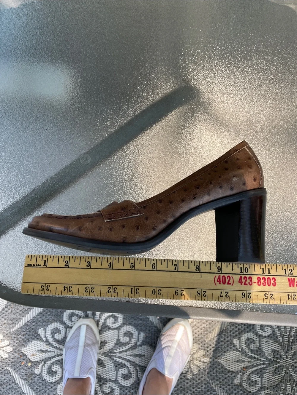 Women's Franco Sarto Brown Leather Penny Heeled Loafers